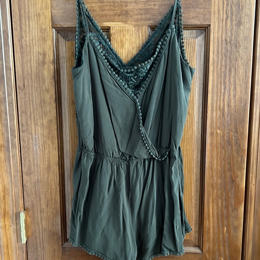 Olive Green Lace Romper Size L